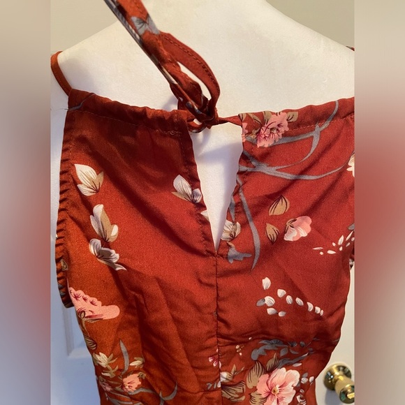 SHEIN Floral Thin Strap Orange Maxi Dress Women’s Small - Picture 13 of 14